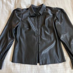 Black pleather button up